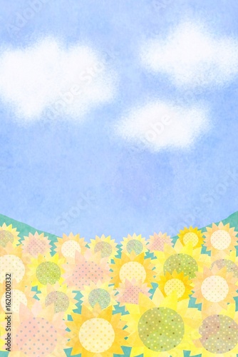 ひまわりと空の背景