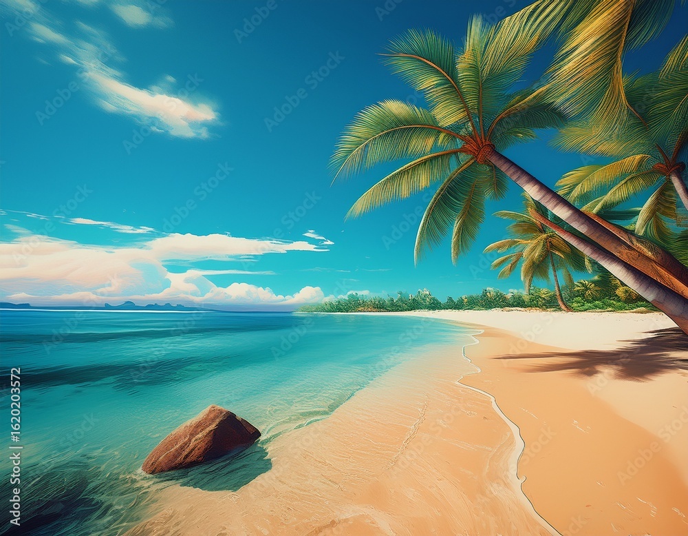 Fototapeta premium sunny tropical beach vacation idyllic summer paradise