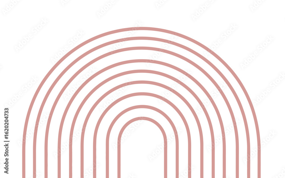 Fototapeta premium Minimalist pink rainbow arch design on white background