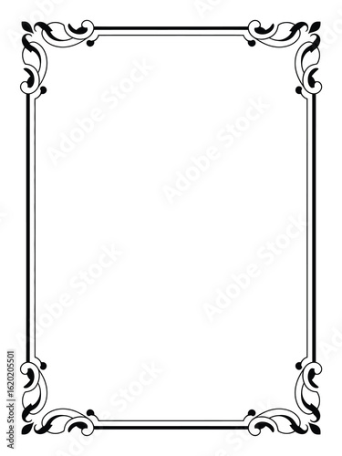 Elegant black and white ornate decorative border frame