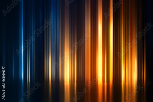 Abstract background with vertical lines of blue  orange  and red lights