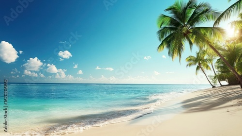 Beautiful tropical beach sky landscape scenery.