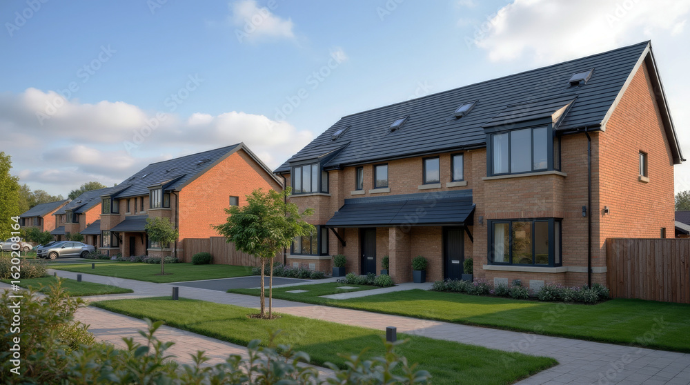 Obraz premium modern_residential_houses_estate_in_spring_england_new_family_homes