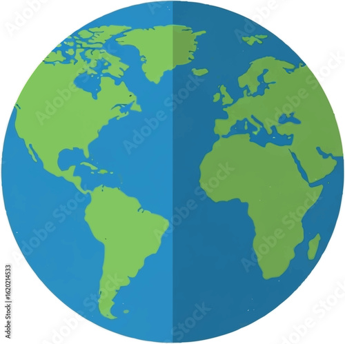 A Cartoon Earth Illustration Showing the Continents and Oceans, Depicting Global Geography and Interconnectedness with a Simple and Educational Design