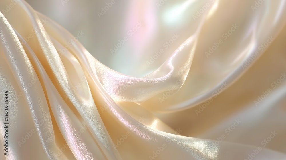 Obraz premium Elegant satin fabric drapes smoothly under soft lighting with a shimmering effect that captures delicate hues