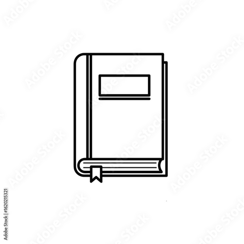 Closed book with bookmark in minimalist line art style  
