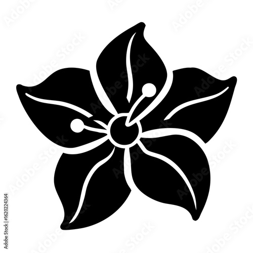 Wallpaper Mural Stylized five petal flower with prominent stamens in a bold black silhouette Torontodigital.ca