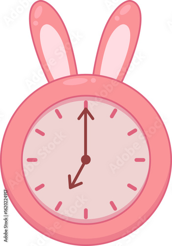 Pink clock with rabbit ear