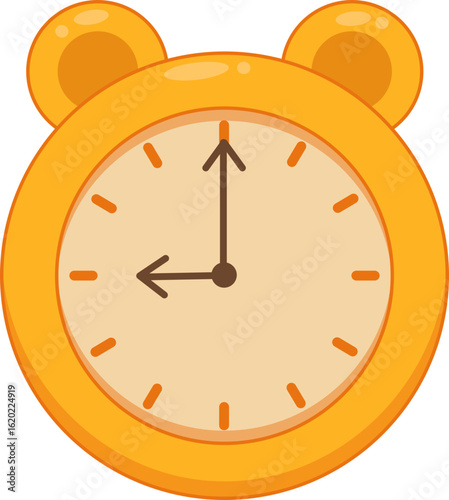 Cute Bear clock vector illustration