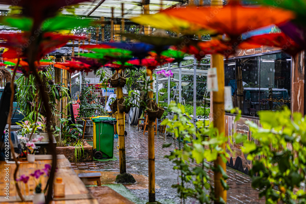 Naklejka premium colorful upside umbrella