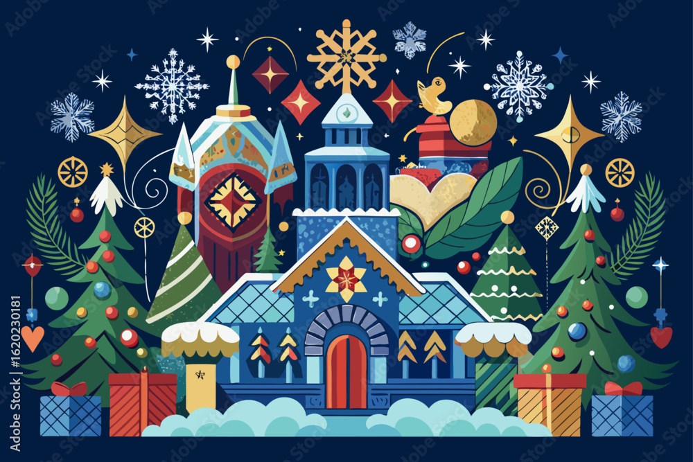 Christmas Scene as a Beautiful Dandelion Seed Head