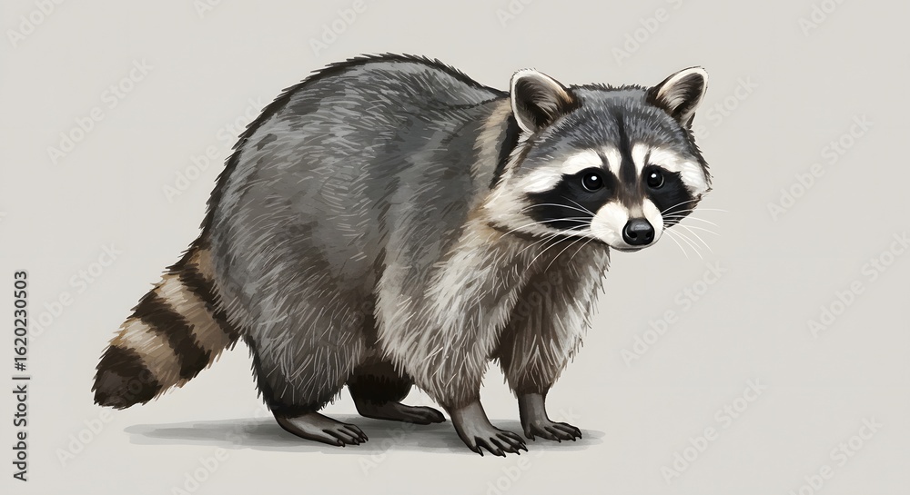 Obraz premium Watercolor Illustration of a Curious Raccoon