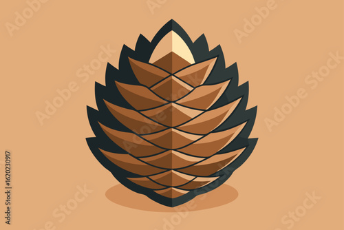 Minimalist Vector of a Single Perfect Pine Cone
