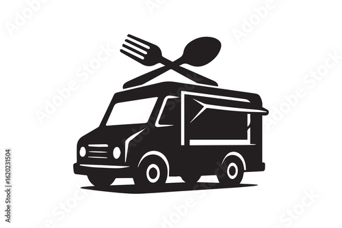 Food car silhouette with with white background