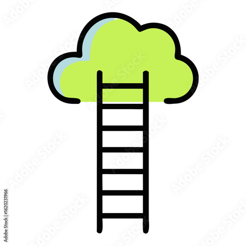 Ladder to cloud icon, isolated on white background career success and achievement goal with opportunity for growth