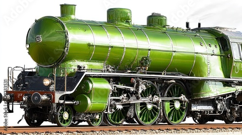 Revamped steam locomotive utilizing green hydrogen technology rail yard image industrial environment close-up view eco-friendly concept