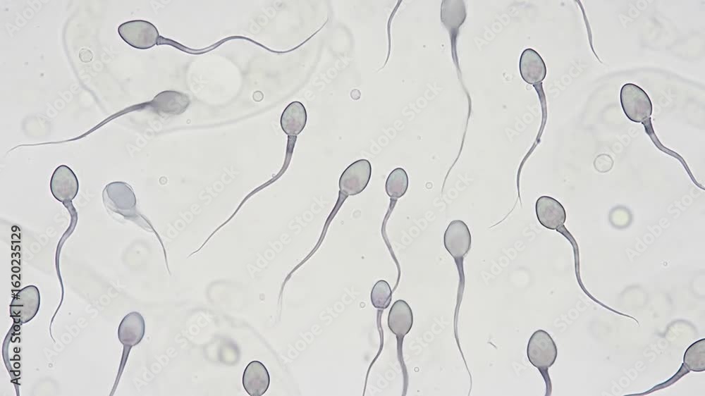 Microscopic View Of Sperm Cells Swimming In Fluid For Fertility Microscopic View Of Sperm Cells Swimming In Fluid For Fertility