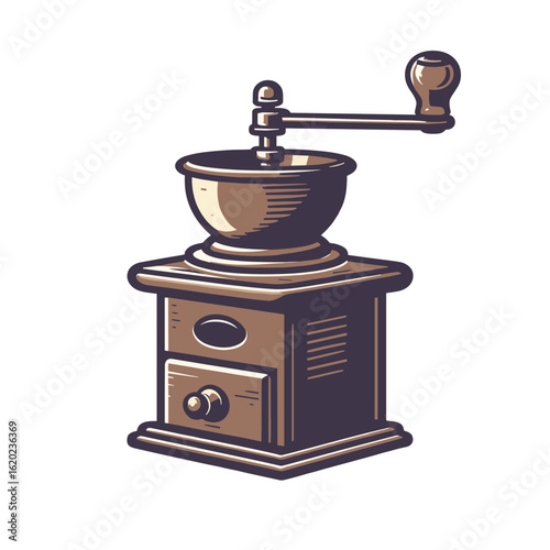 Vintage coffee grinder on transparent background  