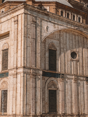 Stone facade of Muhammad Ali Mosque with Islamic carvings