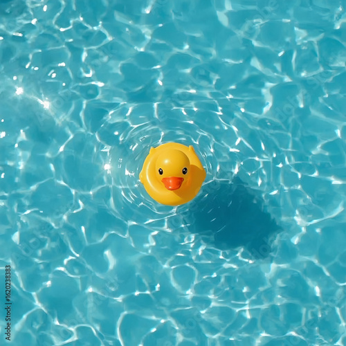 Yellow Rubber Duck in Blue Water