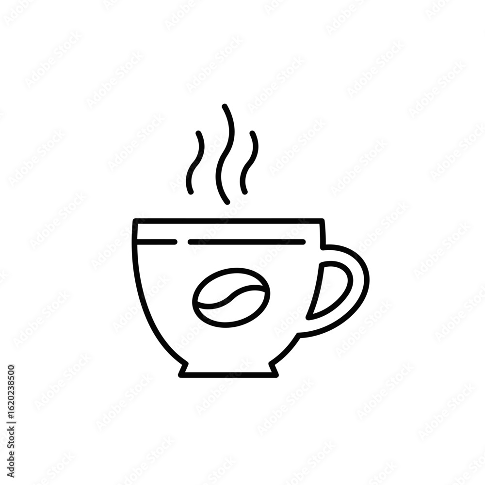 Coffee cup with steam and coffee bean illustration on transparent background Coffee cup with steam and coffee bean illustration on transparent background