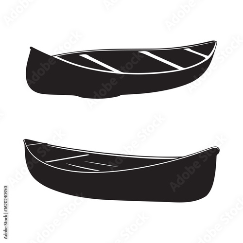 Vector art of two canoes isolated on white background