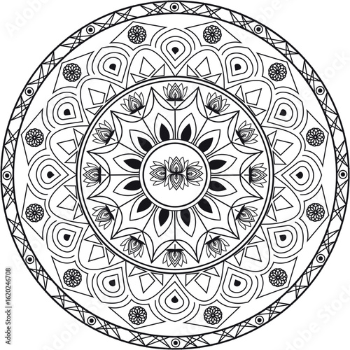 Intricate Black Mandala Decorative Vector