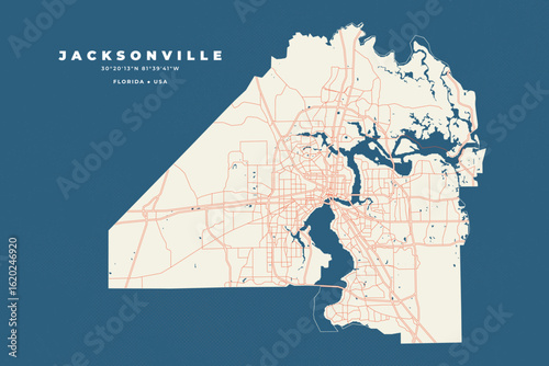 Jacksonville, Florida map vector poster flyer	