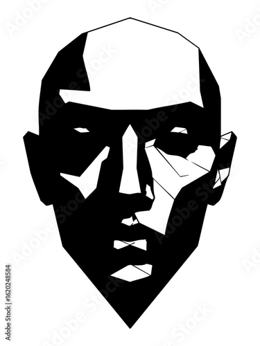 Vector art of geometric abstract human face portrait isolated on transparent background