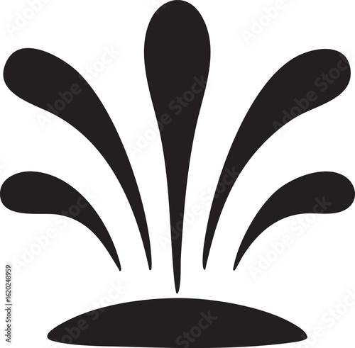 Monochrome vector icon showing a liquid splash concept. Stylized graphic of a water fountain or burst isolated on a white background.