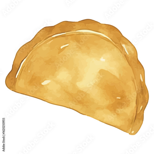 Vibrant Watercolor Illustration of a Traditional Empanada Pastry