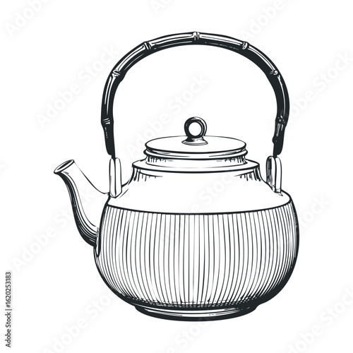 Elegant ceramic teapot with bamboo handle for tea lovers