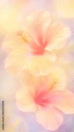 Soft pastel hibiscus blossoms