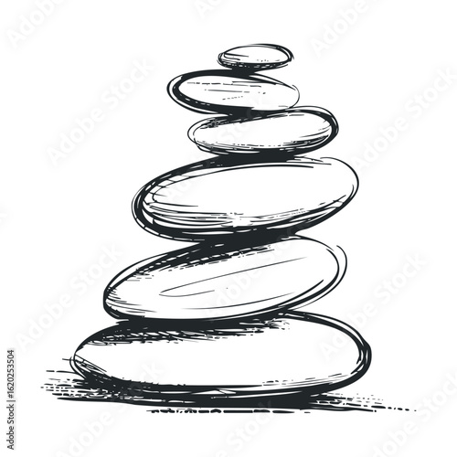 Balanced stones for a calm meditation and wellness space