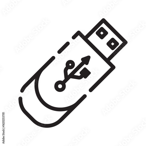 USB Flash Drive Line Icon. Vector symbol of a memory stick for portable data storage