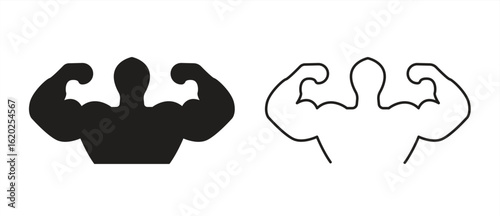 Biceps Muscle Icon, bodybuilding fitness concept, sport symbol, vector illustration