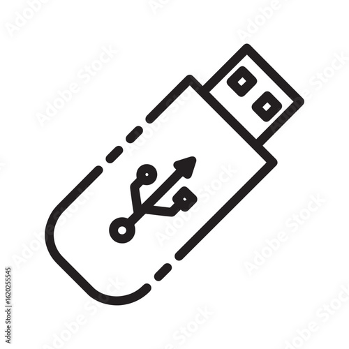 USB Flash Drive Line Icon. Vector symbol of a memory stick for portable data storage