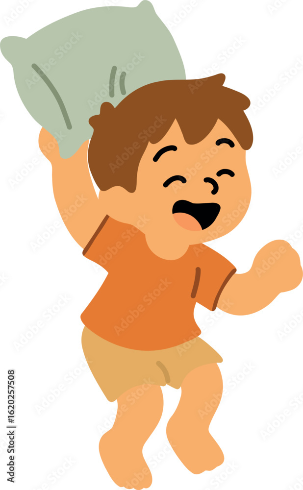 Obraz premium Child Jumping with Pillow