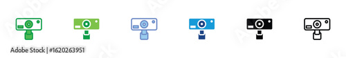Webcam Icon Set – 6 Variations of Computer Camera Symbol for Video Call, Online Meeting, and Digital Communication