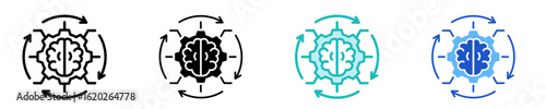 Machine Learning  Icon Set Multiple Style Collection
