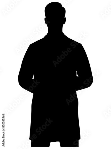 Vector art of silhouette of a man in a suit, isolated on transparent background