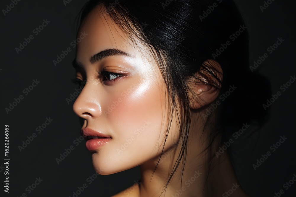 Obraz premium Beautiful Woman Profile with Glowing Skin