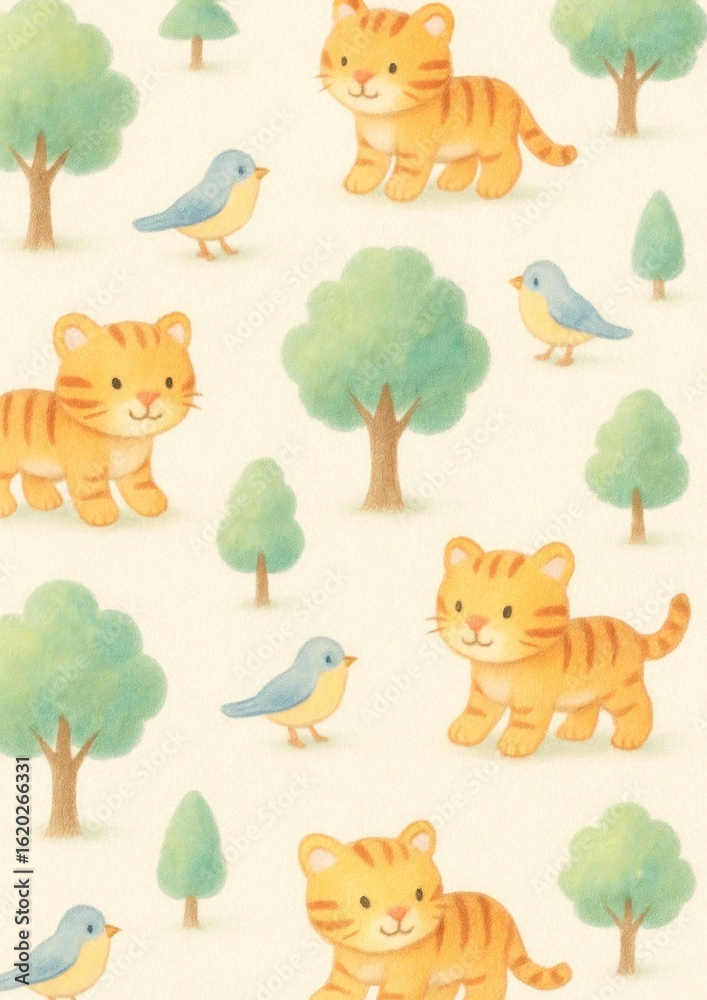 Obraz premium Cute playful animals pattern