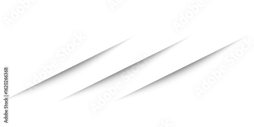 Paper sheet shadow effect. 3D line edge shape. Transparent realistic sheet dividers. Web banner vector drop soft shadows.