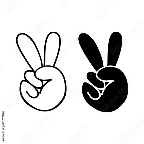 Hand gesture peace sign in two styles