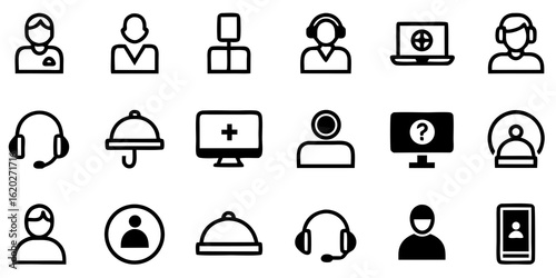 Collection of customer service and user interface icons