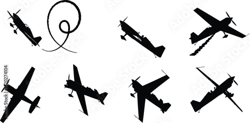 Aerobatic Stunt Plane Silhouette Vector Set - Dynamic Icons