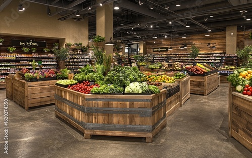 Fresh vegetables and organic fruit at a market stall in Barcelona