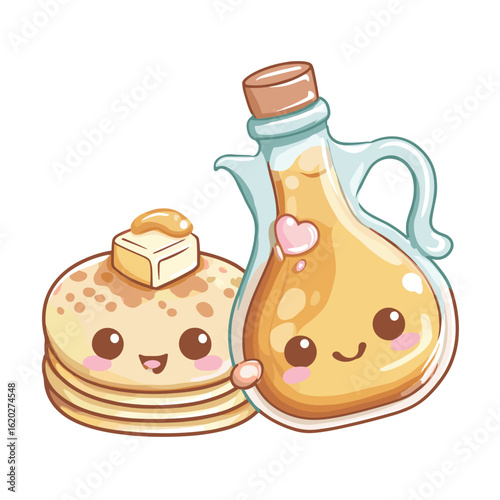 Pancake and Syrup Buddy – Cute Kawaii Breakfast Friends