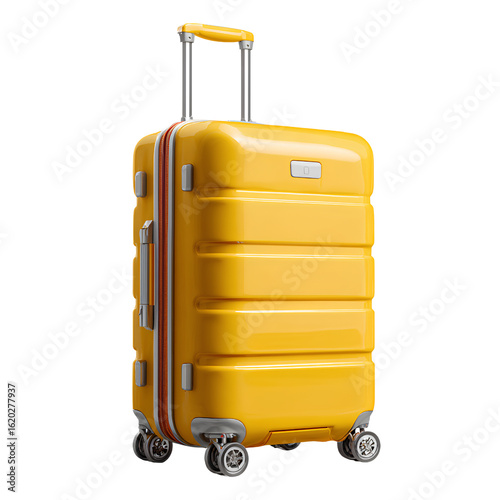 3d yellow suitcase isolated on transparent
